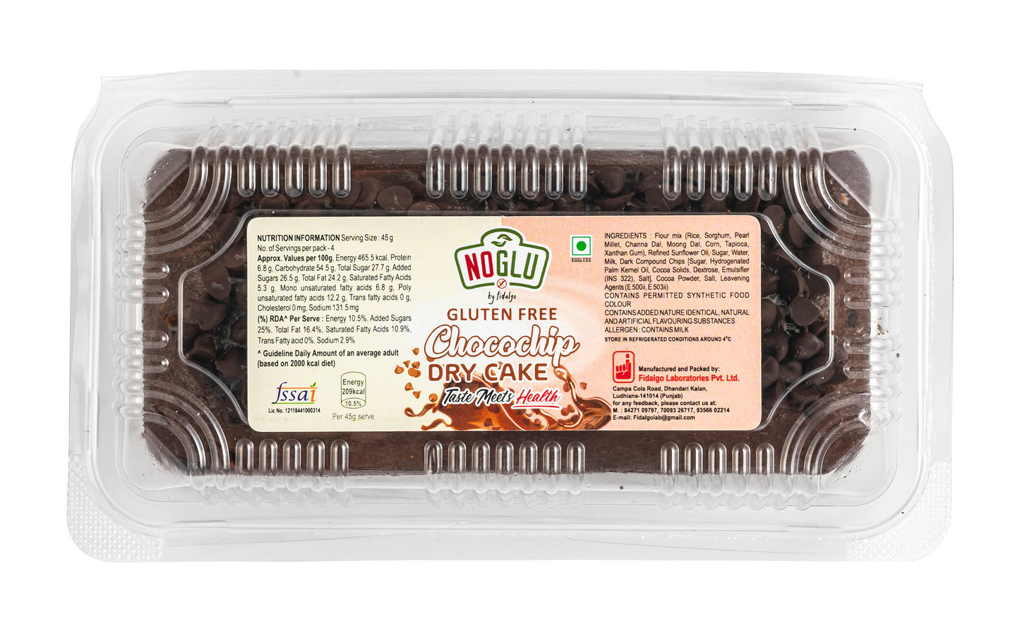 NOGLU (By Fidalgo) Gluten-free Mulitgrain Chocochip Dry Cake 200gm