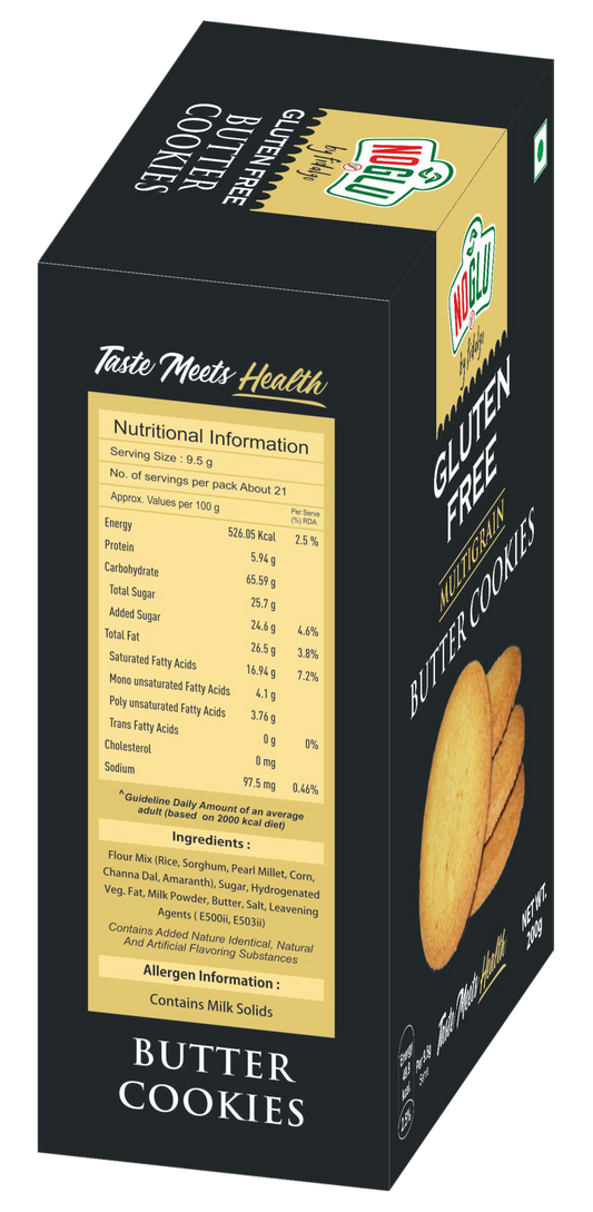 NOGLU (By Fidalgo) Gluten-Free Multigrain Butter Cookies 200gm | 100% Certified Gluten-Free