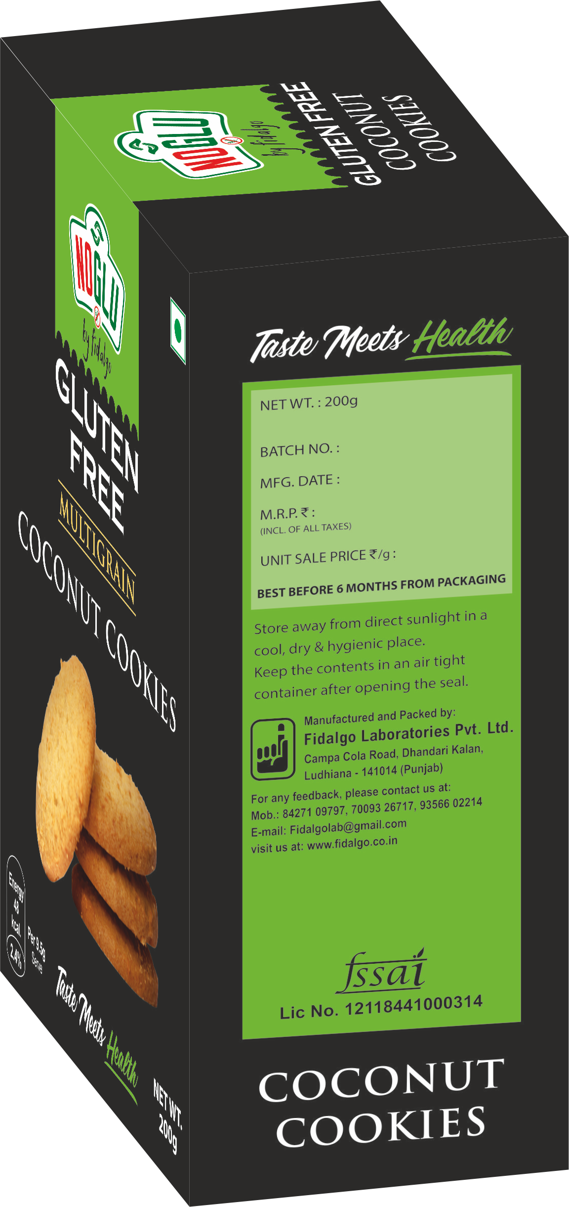 NOGLU (By Fidalgo) Gluten-Free Multigrain Coconut Cookies | 200gm | Certified Gluten-free