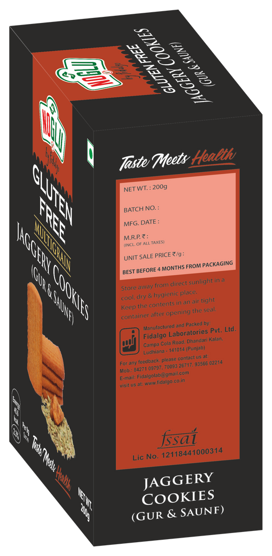 NOGLU (By Fidalgo) Gluten-Free Multigrain Jaggery Cookies | 200gm | Certified Gluten-free