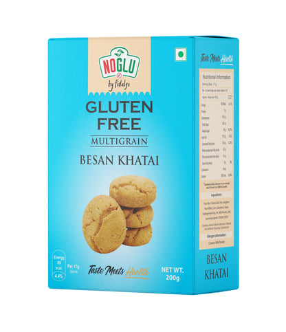 NOGLU (By Fidalgo) Gluten-Free Multigrain Besan Khatai Cookies | 200gm | Certified Gluten-free