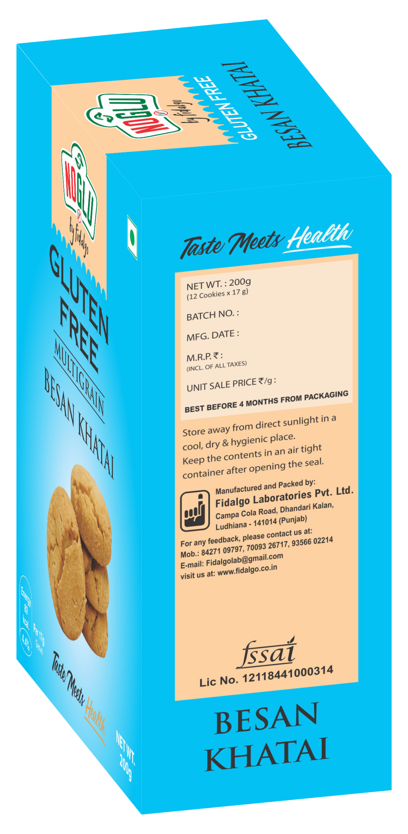 NOGLU (By Fidalgo) Gluten-Free Multigrain Besan Khatai Cookies | 200gm | Certified Gluten-free