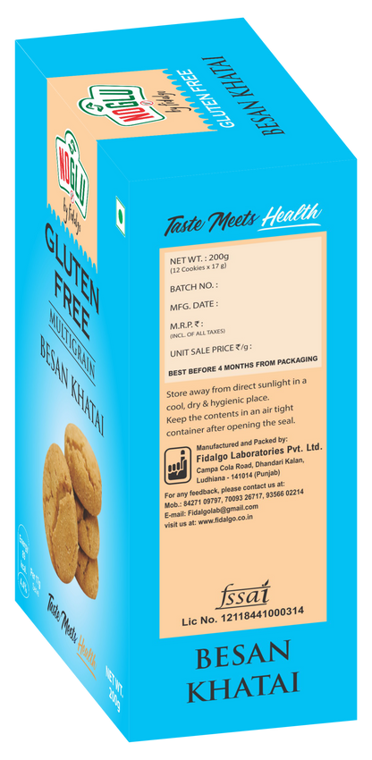 NOGLU (By Fidalgo) Gluten-Free Multigrain Besan Khatai Cookies | 200gm | Certified Gluten-free