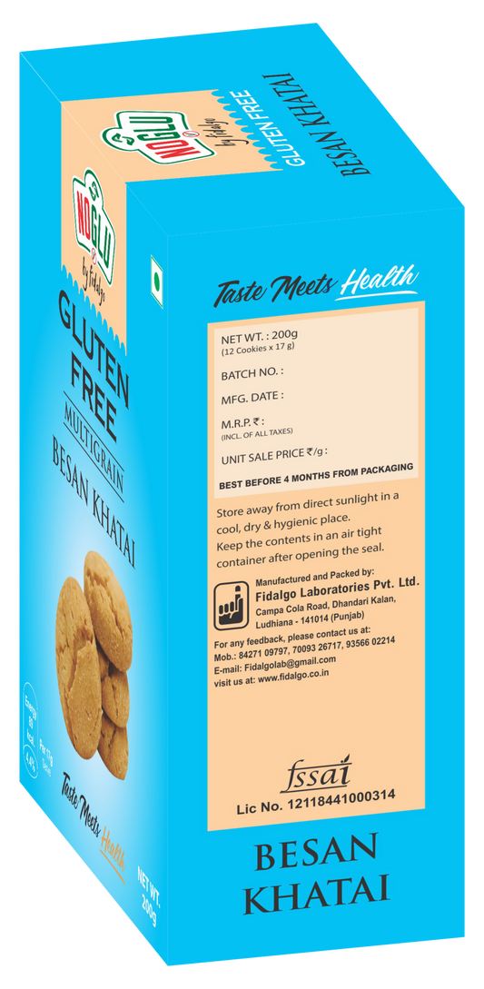 NOGLU (By Fidalgo) Gluten-Free Multigrain Besan Khatai Cookies | 200gm | Certified Gluten-free