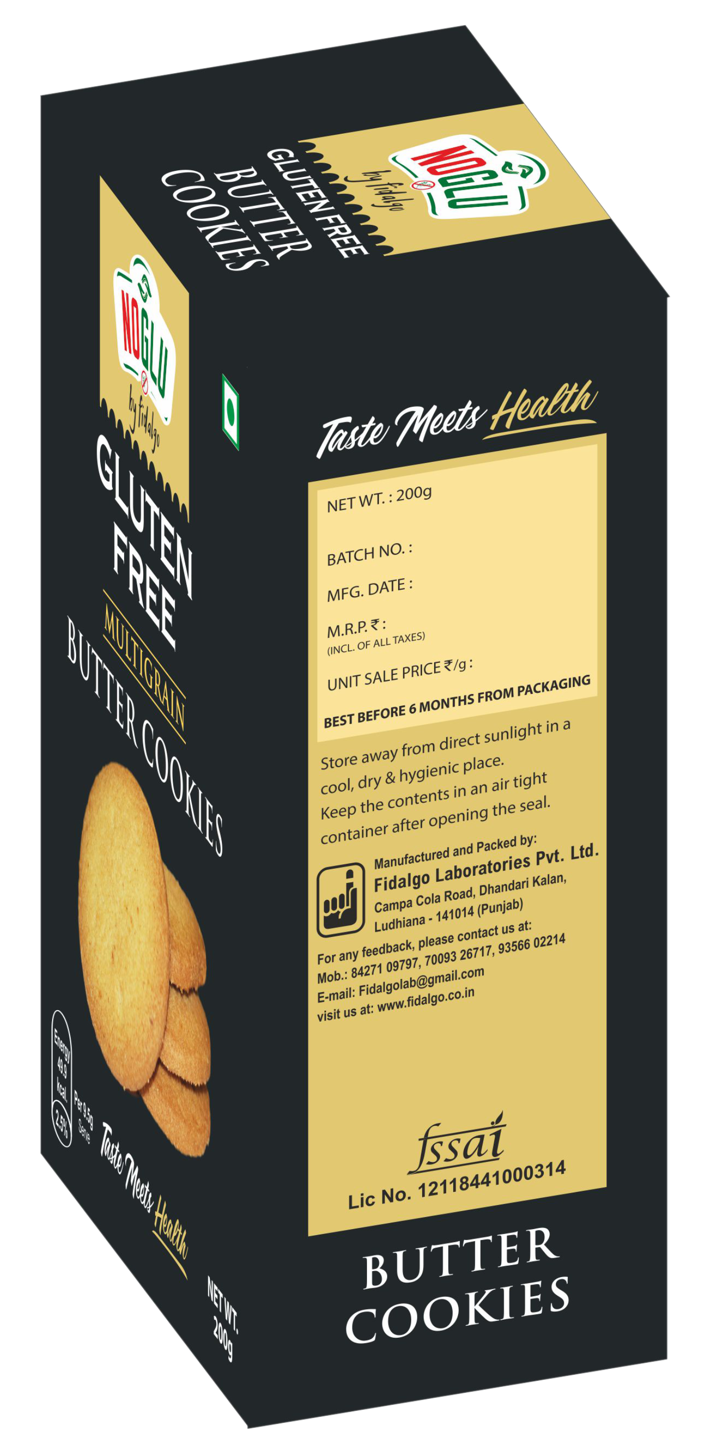NOGLU (By Fidalgo) Gluten-Free Multigrain Butter Cookies 200gm | 100% Certified Gluten-Free