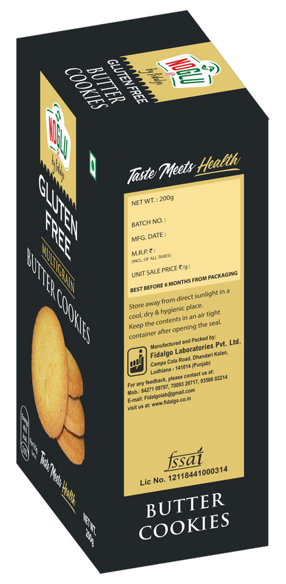 NOGLU (By Fidalgo) Gluten-Free Multigrain Butter Cookies 200gm | 100% Certified Gluten-Free