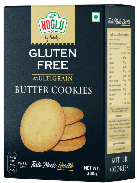 NOGLU (By Fidalgo) Gluten-Free Multigrain Butter Cookies 200gm | 100% Certified Gluten-Free