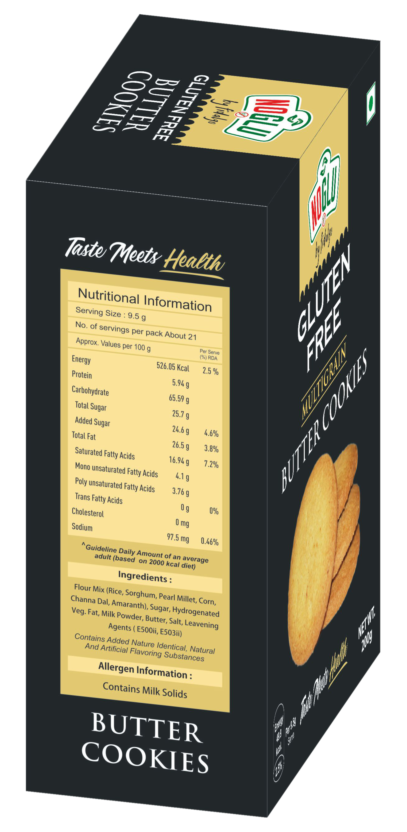 NOGLU (By Fidalgo) Gluten-Free Multigrain Butter Cookies 200gm | 100% Certified Gluten-Free