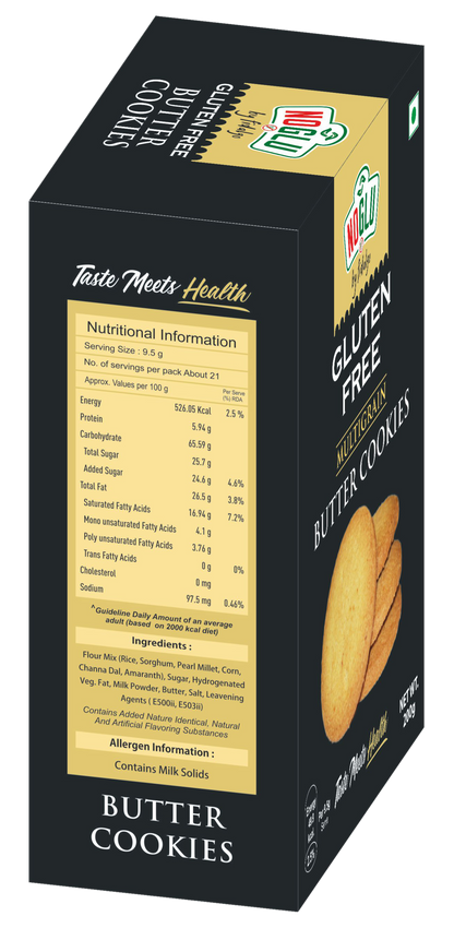 NOGLU (By Fidalgo) Gluten-Free Multigrain Butter Cookies 200gm | 100% Certified Gluten-Free