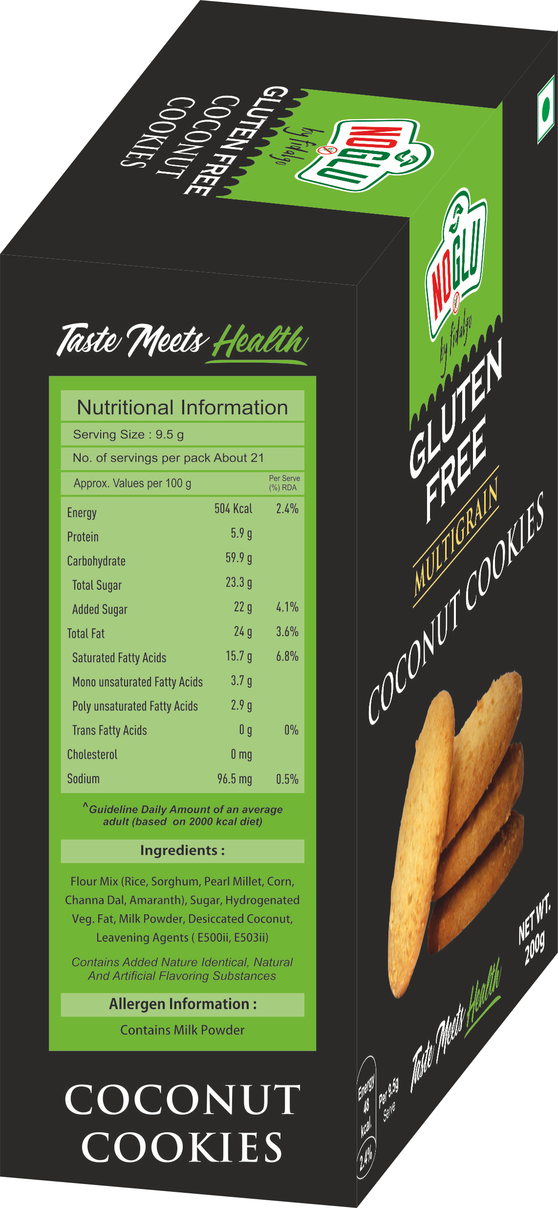 NOGLU (By Fidalgo) Gluten-Free Multigrain Coconut Cookies | 200gm | Certified Gluten-free