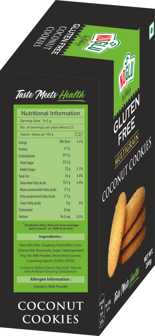 NOGLU (By Fidalgo) Gluten-Free Multigrain Coconut Cookies | 200gm | Certified Gluten-free
