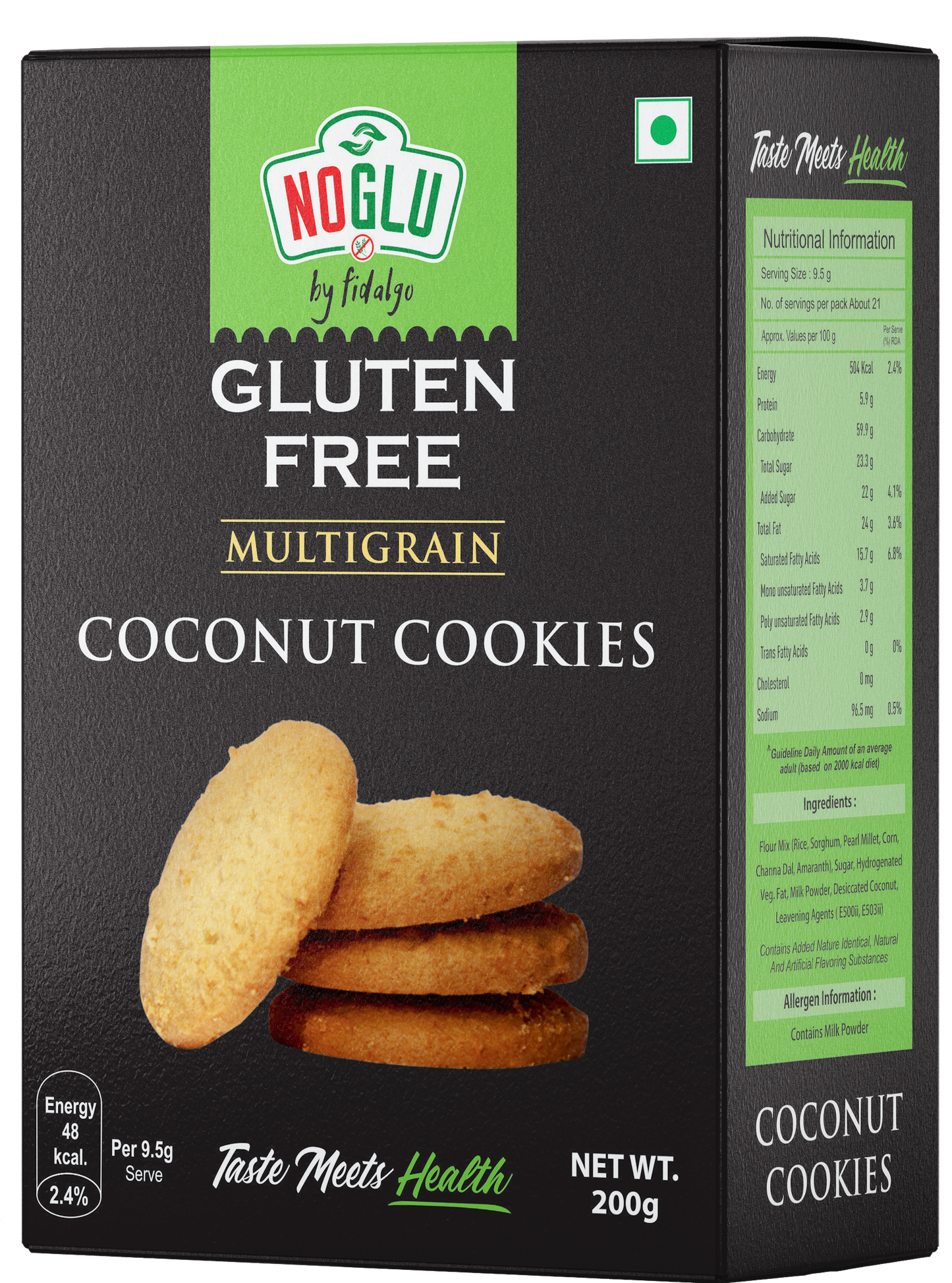 NOGLU (By Fidalgo) Gluten-Free Multigrain Coconut Cookies | 200gm | Certified Gluten-free