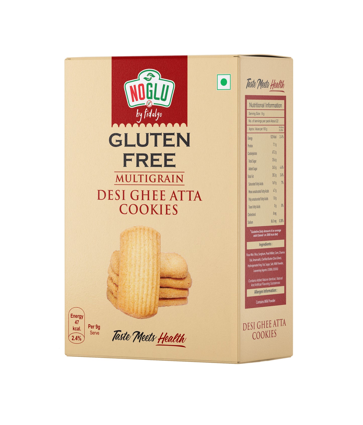NOGLU (By Fidalgo) Gluten-Free Multigrain Desi Ghee Cookies 200gm | 100% Certified Gluten-Free