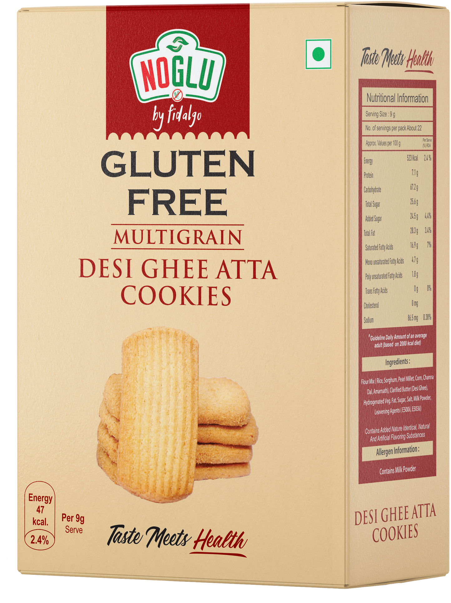 NOGLU (By Fidalgo) Gluten-Free Multigrain Desi Ghee Cookies 200gm | 100% Certified Gluten-Free