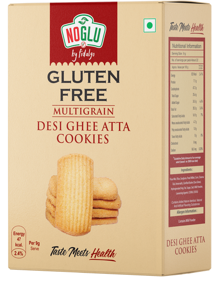 NOGLU (By Fidalgo) Gluten-Free Multigrain Desi Ghee Cookies 200gm | 100% Certified Gluten-Free