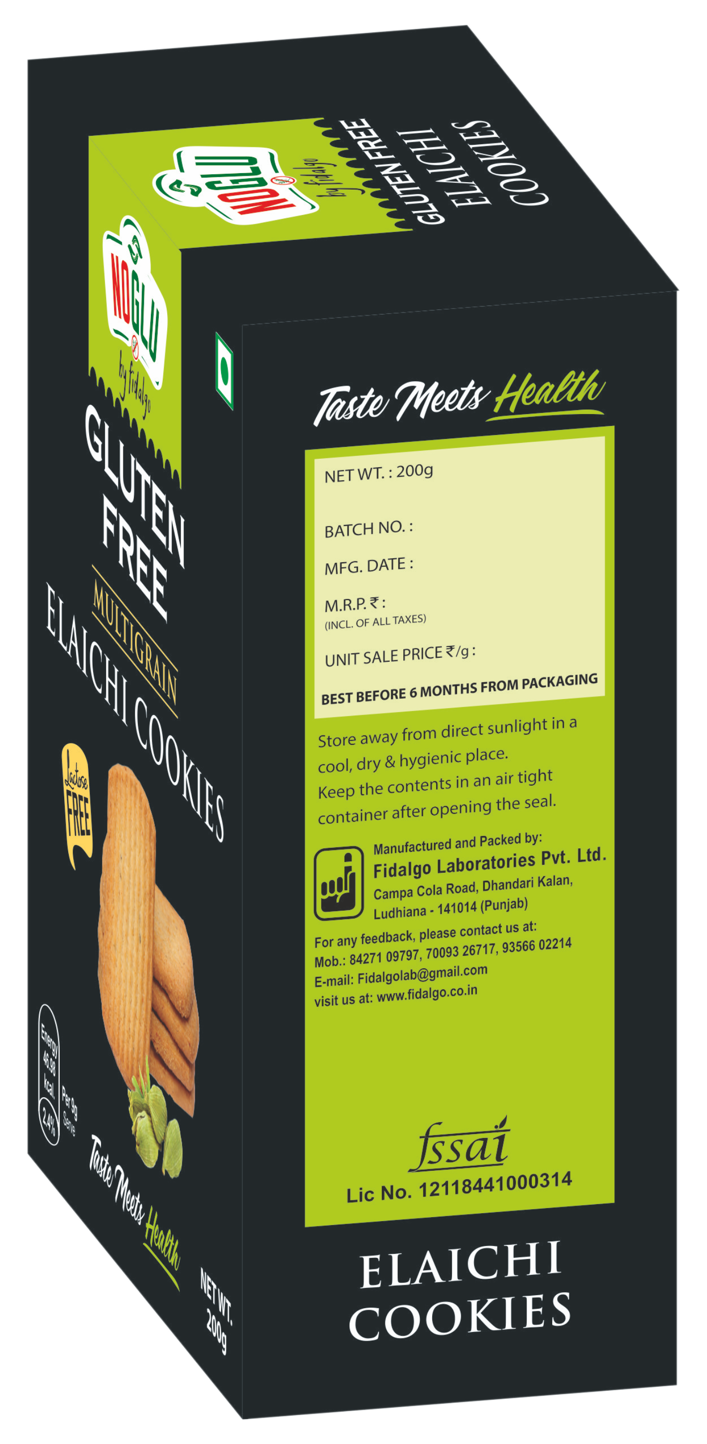 NOGLU (By Fidalgo) Gluten-Free Multigrain Elaichi Cookies 200gm | 100% Certified Gluten-Free