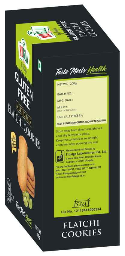NOGLU (By Fidalgo) Gluten-Free Multigrain Elaichi Cookies 200gm | 100% Certified Gluten-Free