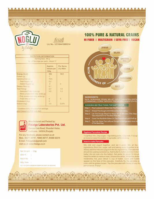 NOGLU Gluten-free Flour 1 Kg | 100% Certified Gluten-Free | Multigrain