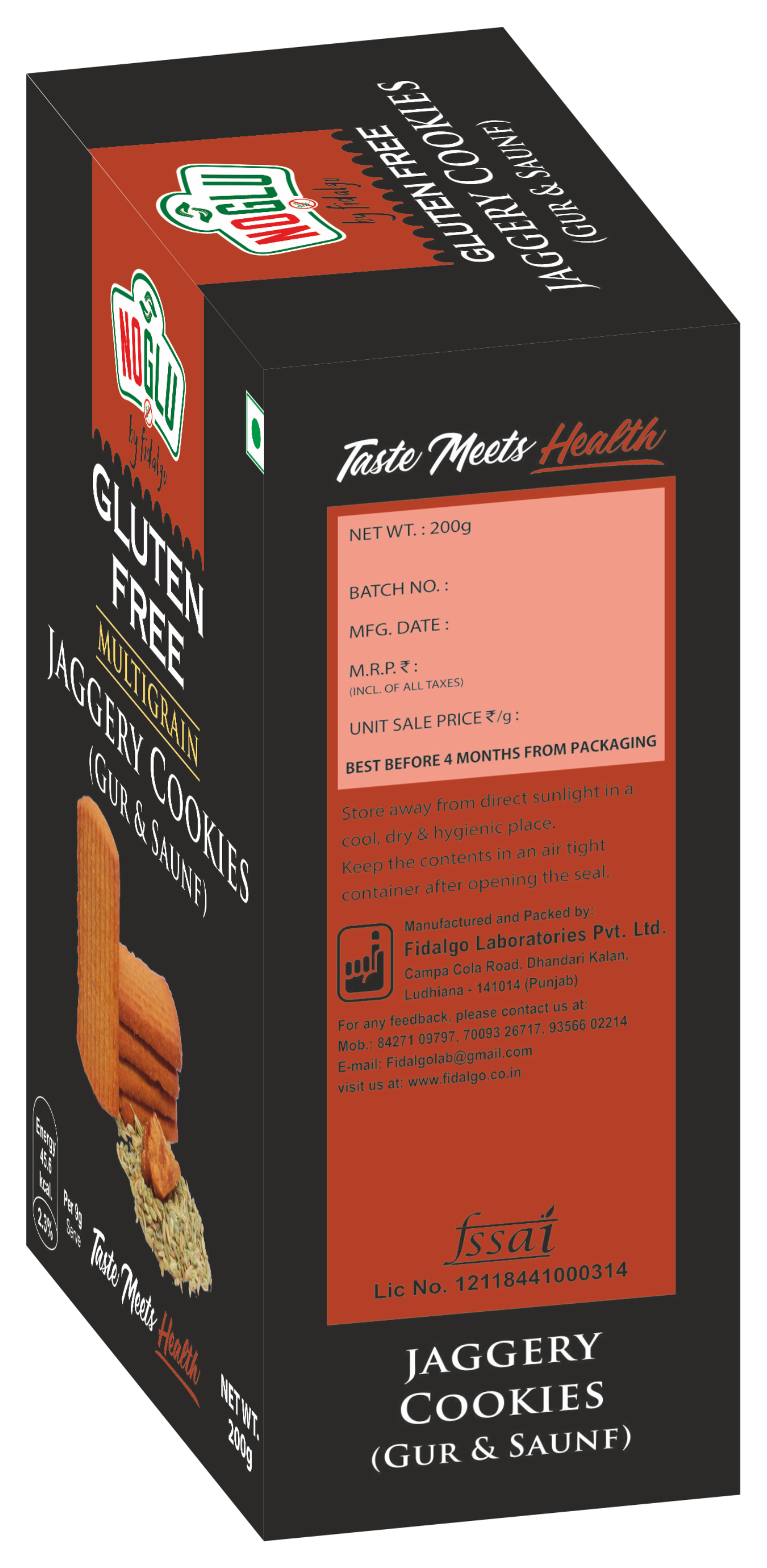 NOGLU (By Fidalgo) Gluten-Free Multigrain Jaggery Cookies | 200gm | Certified Gluten-free