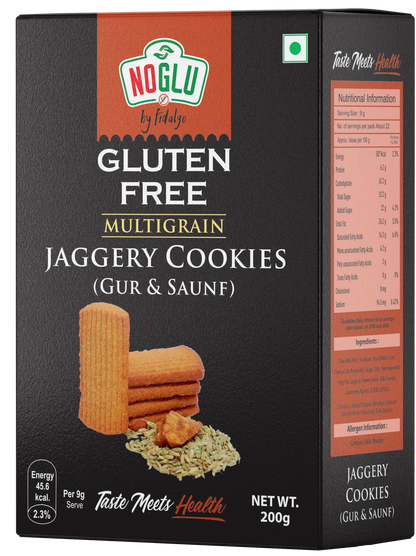NOGLU (By Fidalgo) Gluten-Free Multigrain Jaggery Cookies | 200gm | Certified Gluten-free