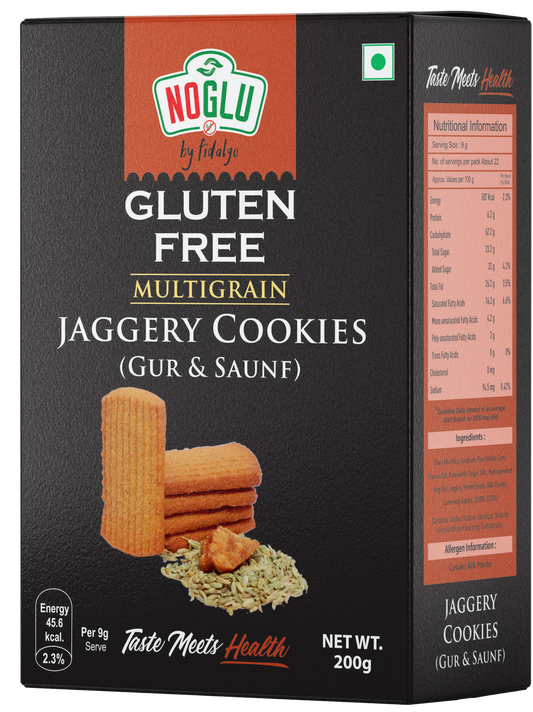NOGLU (By Fidalgo) Gluten-Free Multigrain Jaggery Cookies | 200gm | Certified Gluten-free