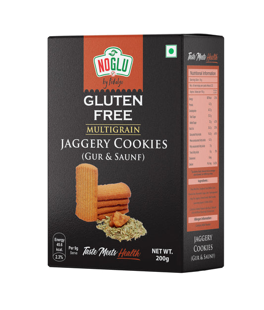 NOGLU (By Fidalgo) Gluten-Free Multigrain Jaggery Cookies | 200gm | Certified Gluten-free