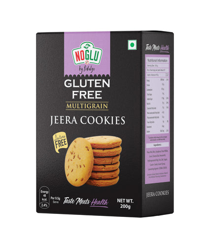 NOGLU (By Fidalgo) Gluten-Free Multigrain Jeera Cookies 200gm | 100% Certified Gluten-Free | Lactose Free