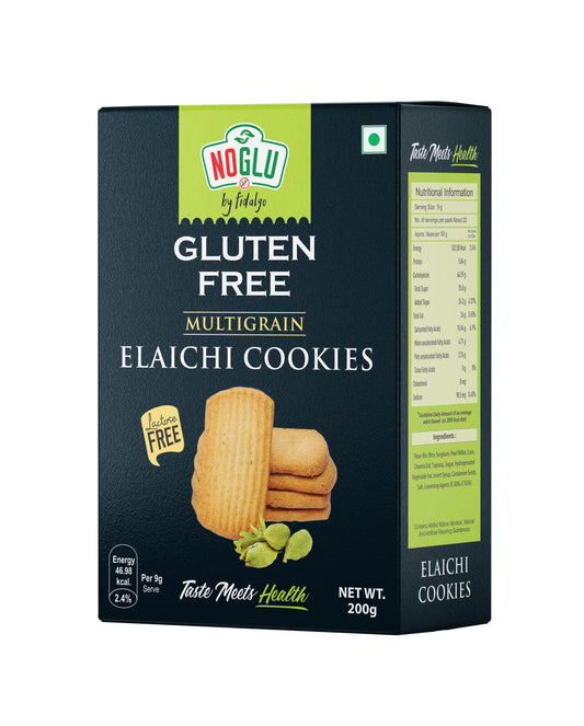 NOGLU (By Fidalgo) Gluten-Free Multigrain Elaichi Cookies 200gm | 100% Certified Gluten-Free